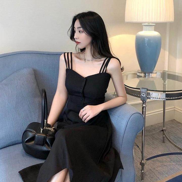 Ulzzang hotsell black dress