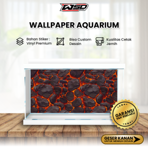 Background Aquarium Wallpaper Stiker Hiasan Dasar Aquascape Skotlet Sticker Vinyl Premium Tema Bebatuan