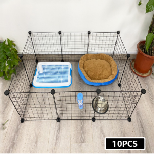 Happy Mall COD Dog Cage Stackable Pet Fence 30*30CM Cat Rabbit Fence Pet Cage Game DIY Pet Metal Wire Kennel Extendable