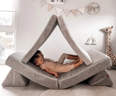 Funzy Play Sofa Corduroy ลูกฟูก: โซฟาปรับเปลี่ยนรูปแบบได้ สำหรับเด็ก ** มี 5 สี **