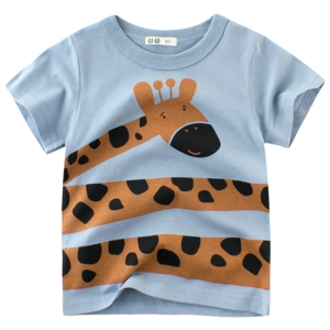 LJMOFA Cotton T-shirt for Kids 3-10 Yrs Old Fashion Animals Cartoon Pattern Short Sleeved Shirt for Boys