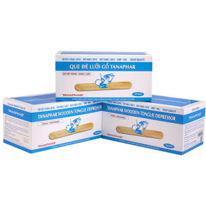 (HoảTốc1h) Que đè lưỡi gỗ TANAPHAR tiệt trùng từng que trong túi - Hộp 100 que - Que đè lưỡi y tế cao cấp chính hãng