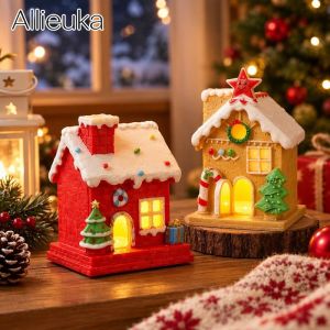 Led Resin Christmas Mini House Decor Warm White Battery Powered Table Decor Holiday Village Party Decor