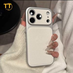 Tri-Town Luxury Lychee Leather Case For iPhone 17 16 15 11 12 13 14 Pro Max Hard Back Cover Comfortable Feel Protection Casing