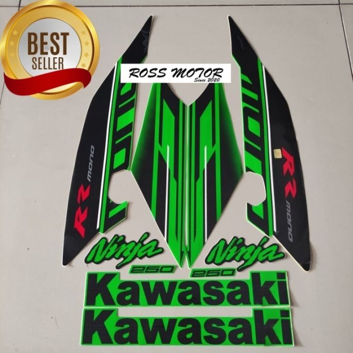 Striping stiker polet Kawasaki ninja rr 250 mono 2016 body hijau stiker motor standar berkualitas terbaik  Sticker