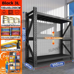 SUNNY Thickened Metal Storage Rack Multi-Layer Shelves Heavy-Duty Metal Shelves Home Storage Shelves Adjustable Shelves