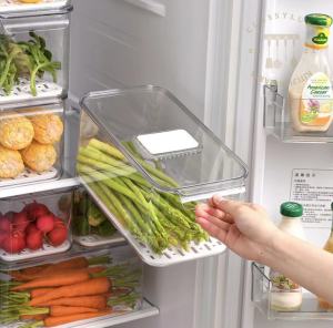 Classy Luxe Refrigerator Transparent Drain Box Kitchen Fruit Vegetable Preservation Box Frozen Storage Drain Basket Storage Box
