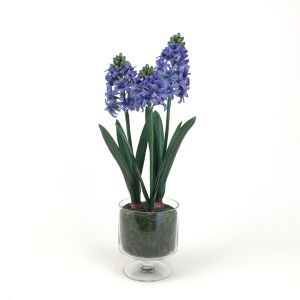 แจกันดอกไม้ประดิษฐ์ ดอกไฮยาซินธ์พร้อมแจกันแก้ว ดอกไม้ปลอมตกแต่ง