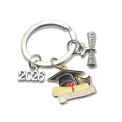 GHS Alloy Graduation Gown Cap Keychain Exquisite 2026 Doctoral Hat Keyring Happy Graduation Simple Graduation Cap Keychain Graduation Ceremony Gifts