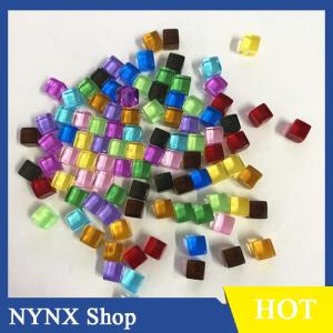 [NYNX] 50Pcs Set 8mm Clear Cube Colorful Square Corner Transparent Chess Piece Right Angle For Board Game