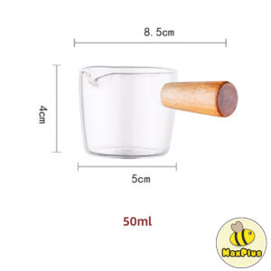 MaxPlus 100ml Thickened Glass with Wooden Handle Espresso Cup Mini Milk Cup