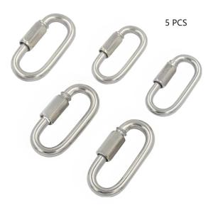 5pcs 304Stainless Steel Quick connection Screw Lock，Safety buckle Link Hook Lock Joint，Rock climb Quick link Tahan lama