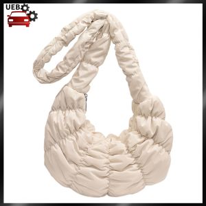 [Ueb Wholesale Mall] Ruched Cloud Shoulder Bag Soft Trendy Crossbody Bag Nylon Dumpling Bag for Women