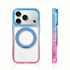 c Rotating Holder Clear Hit Color Case for iPhone 17Promax 16 18Pro 17Pro For Magsafe Wireless Charging Hard Back Cover