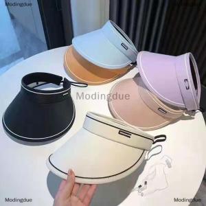 [COD] Modingdue New Women Roll Up Sun Visor Wide Brim Hat Summer Foldable Packable UV Protection Empty Top Ponytail Cap For Beach Travel Bonnet