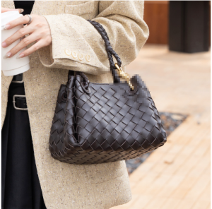 Parachute Woven Bucket Bag / Market Tote Bag with Knotted Hardware - High-Quality Popular Statement Bag