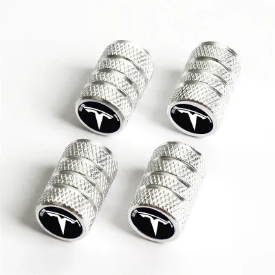 4Pcs Tesla Car Tire Valve Caps Automotive Bicycle Metal Parts Printed for Tesla Model 3 Y S X 2023 2024 Cylindrical Shape With Car Logo