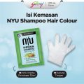 NYU Henna Shampoo Hair Color Natural Black isi 4 x 20ml - NYU Sampo Henna Pewarna Rambut. 