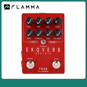 FLAMMA FS22 Ekoverb คันเหยียบดีเลย์เสียงสะท้อนคู่พร้อมฟังก์ชันหยุดและแกะรอยพร้อมแหล่งจ่ายไฟ