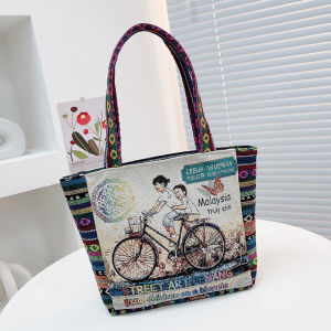 FXG Tas Fashion Wanita Kanvas ToteBag Dengan Resleting Tas Bahu Gaya Retro BAG01