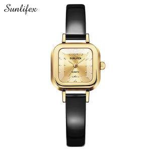 Sunlifex Jam Tangan Wanita 3344 Korea Antik Persegi Mini Tali Kulit Jam Tangan Cewek Original