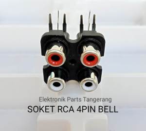 Socket RCA 4 Soket 4 Pin Bell Tancap PCB - Hitam