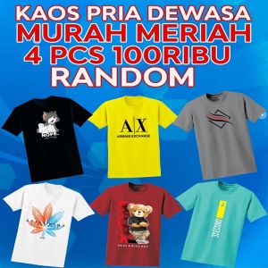 IDEAL DISTRO PAKET RANDOM 4 PCS FREE AMPLOPKAOS ATASAN OBLONG DEWASA LENGAN PENDEK KAOS DISTRO KEKINI GAMBAR DEPAN BELAKANG S M L XL XXL KAOS KERENKAOS KATA-KATA