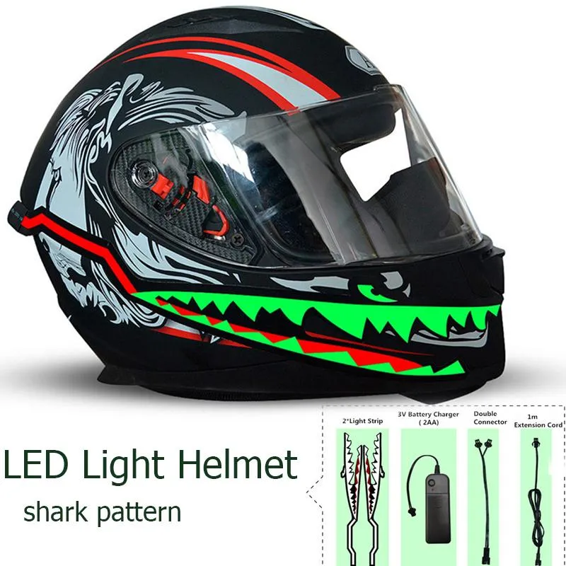 Waterproof Motorcycle Helmet Shark Mouth Flexible Light Strip LED