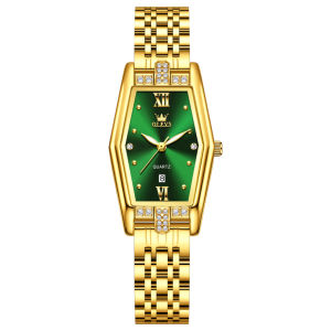 OLEVS 3699 Quartz Fashion Women Watch Gift Stainless Steel Watchband Round-dial Wristwatch Calendar Luminous