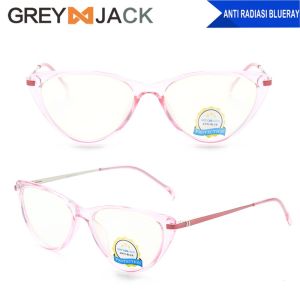 Grey Jack Kacamata Antiradiasi Blueray Tr90+Metal Style Cat Eye Vintage Kekinian Fashion Wanita dan Pria 72003