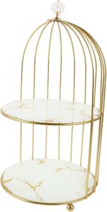 Gold Cake Stand Bird Cage Pastry Display Stand for Weddings Birthdays Celebrations Elegant Two Design Construction Easy to Assemble for Desserts and Treats