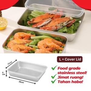 【SG Dliver】Stainless Steel Plate Sealed Fresh-keeping Box with Lid Food Storage Thickened Food Storage Container Baking Tray Suitable for Kitchen Cooking Tools