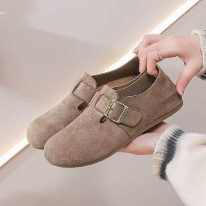 [Free Shipping] WomenS Shoes 2026 Spring New Style Height-Increasing Casual Flats Retro Fashion Buckle Flat Mom Shoes