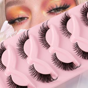5 Pairs Imitation Mink Hair Fox Eye False Eyelashes Natural Thick Cat Eyelashes Cat Eye Lashes Faux Mink Eyelashes