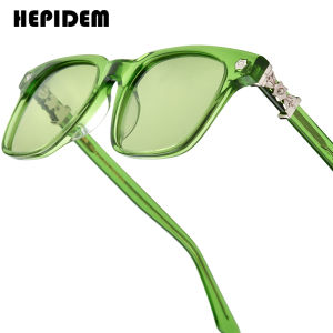 HEPIDEM Acetate Kính mát phân cực cho nam giới thương hiệu nổi tiếng thiết kế Chrome kính cỡ lớn Kính râm vuông cho phụ nữ CH 9395t