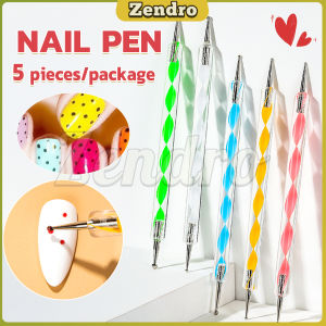 ZEO Nail Art Dotting Tool Point Drill Nail Pen of Spiral Rod 5 Pcs/Set