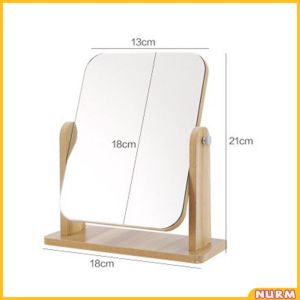 Nurm HD Wooden Mirror 360 Degree Portable Adjustable Table Desk Mirror Stand Bathroom Living Room