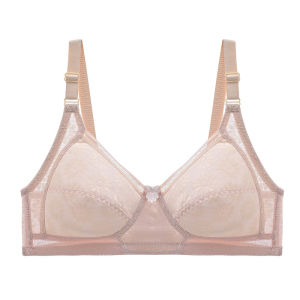 Bra PLUS SIZE Wireless Cup C/D Full Coverage Cup Ultra Thin Bra 3 Hook A050 Soft sunflower Lace Bra / Baju Dalam Wanita Bra Penuh Tutup Tanpa Dawai