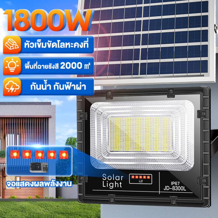 ไฟโซล่าเซลล์ ไฟ led โคมไฟโซลาเซลล์ 1800W solar light outdoor ไฟหัวเสาโซ ...