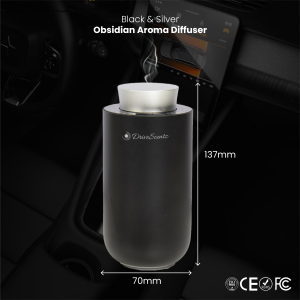 Drivescentz Lurxi Car Diffuser USB Rechargeable for Car Essential Oil Black & Silver