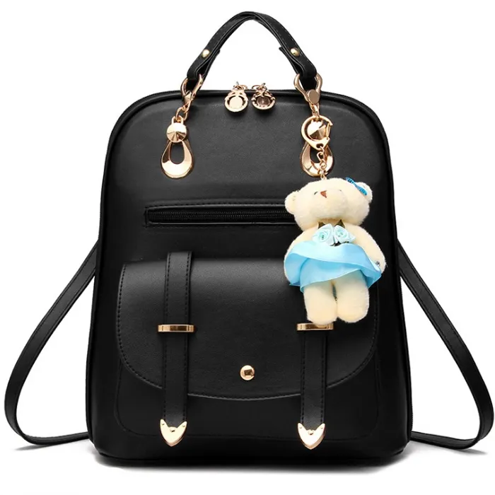 MonCoeur Beg Wanita Cantik Korean Style PU Leather Women College Backpack Free Bear and FREE GIFT 5012 Lazada