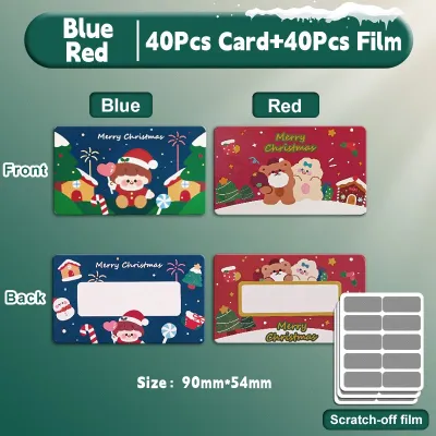 80Sheets Christmas Scratch Card DIY Reward Sticker Kids Surprise Gift for Xmas Lucky Draw Monito Monita Exchange