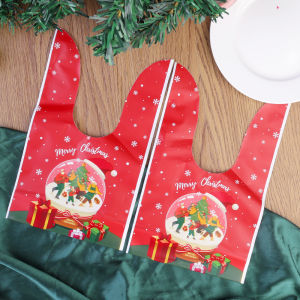 10PCS Christmas Candy Gift Storage Bags with Drawstring DIY Biscuit Candy Gift Packing Bag Christmas New Year Gift Bag