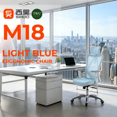 Sihoo M18 PINK & LIGHT BLUE Ergonomic Office Gaming Computer Desk Chair with 2 Year Warranty | Limited Edition