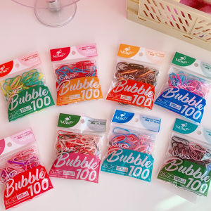 เชือกยางขนาดเล็กแบบใช้แล้วทิ้งสำหรับผู้หญิงเชือกวิกผมปลอมทำลอนย้อมสีหนายืดหยุ่นสูงยางรัดผมวิกผมปลอมทำลอนย้อมสีสีลูกอม100ชิ้น/ถุง