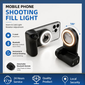 Clip-on Selfie Light with Bluetooth Remote 360° Rotatable Rechargeable Fill Light for Phone 3 Light Modes 5 Brightness Levels for TikTok Vlog Live Stream Makeup iOS Android