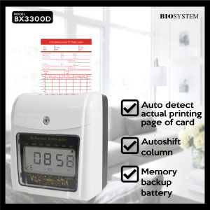Biosystem BX3300D(B) Time Clock Machine with Auto Detect Actual Printing Page Memory Backup