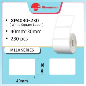 Phomemo White Square Thermal Label Sticker for M110/M100/M102/M120/M150/M200/M220/M221/M250/M260/M421 PrinterVarious sizes