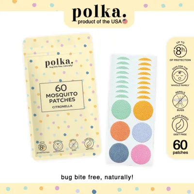 Polka Organic Citronella Mosquito Repellent Patches Multi-Pack Safe for Kids Deet-Free 60 Patches