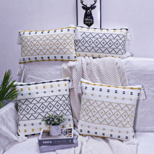 ปลอกหมอนโบโฮประดับพู่ทํามือด้วยพู่ห้อยปลอกหมอนสําหรับโซฟาเบดเก้าอี้ของตกแต่งบ้านสไตล์นอร์ดิก